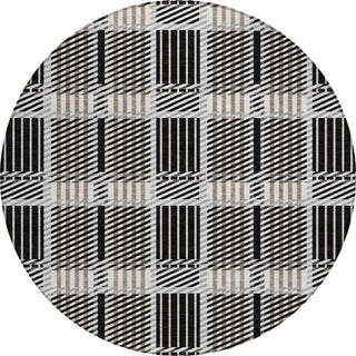 Piper Looms Chantille Plaid ACN1000 Black Machine Washable Area Rug Round Main Image