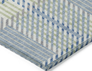 Piper Looms Chantille Plaid ACN1000 Denim Machine Washable Area Rug Corner Image