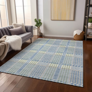 Piper Looms Chantille Plaid ACN1000 Denim Machine Washable Area Rug Lifestyle Image Feature