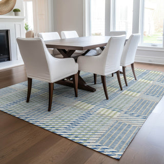 Piper Looms Chantille Plaid ACN1000 Denim Machine Washable Area Rug Lifestyle Image Feature