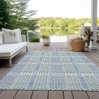Piper Looms Chantille Plaid ACN1000 Denim Machine Washable Area Rug Outdoor Lifestyle Image Feature