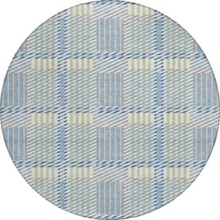 Piper Looms Chantille Plaid ACN1000 Denim Machine Washable Area Rug Round Main Image