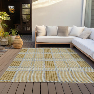 Piper Looms Chantille Plaid ACN1000 Gold Machine Washable Area Rug Outdoor Lifestyle Image Feature
