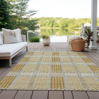 Piper Looms Chantille Plaid ACN1000 Gold Machine Washable Area Rug Outdoor Lifestyle Image Feature