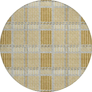Piper Looms Chantille Plaid ACN1000 Gold Machine Washable Area Rug Round Main Image
