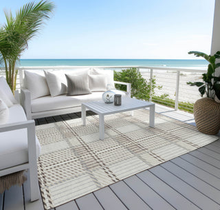 Piper Looms Chantille Plaid ACN1000 Ivory Machine Washable Area Rug Outdoor Lifestyle Image Feature