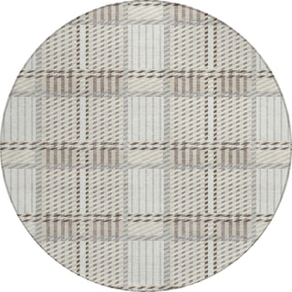 Piper Looms Chantille Plaid ACN1000 Ivory Machine Washable Area Rug Round Main Image