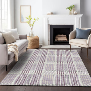 Piper Looms Chantille Plaid ACN1000 Lavender Machine Washable Area Rug Lifestyle Image Feature