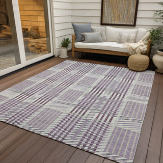 Piper Looms Chantille Plaid ACN1000 Lavender Machine Washable Area Rug Outdoor Lifestyle Image Feature