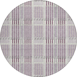 Piper Looms Chantille Plaid ACN1000 Lavender Machine Washable Area Rug Round Main Image