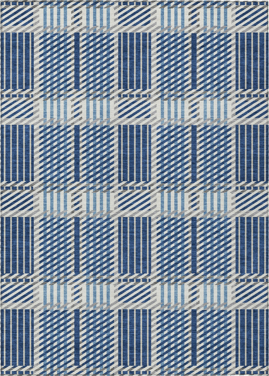 Piper Looms Chantille Plaid ACN1000 Navy Machine Washable Area Rug ...