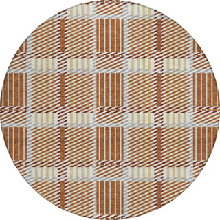 Piper Looms Chantille Plaid ACN1000 Paprika Machine Washable Area Rug Round Main Image