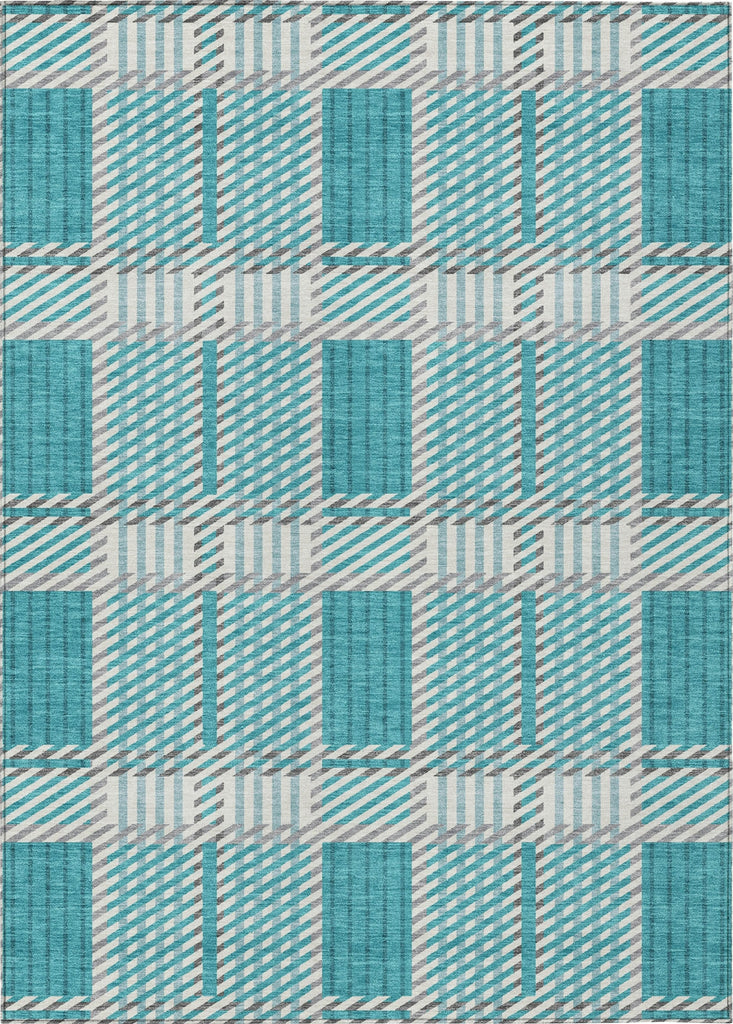 Piper Looms Chantille Plaid ACN1000 Teal Machine Washable Area Rug main image