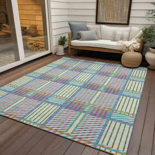 Piper Looms Chantille Plaid ACN1000 White Machine Washable Area Rug Outdoor Lifestyle Image Feature