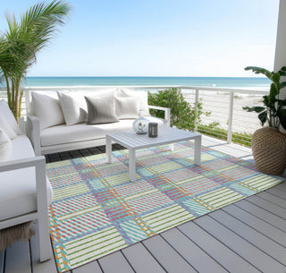 Piper Looms Chantille Plaid ACN1000 White Machine Washable Area Rug Outdoor Lifestyle Image Feature
