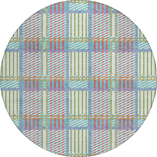 Piper Looms Chantille Plaid ACN1000 White Machine Washable Area Rug Round Main Image