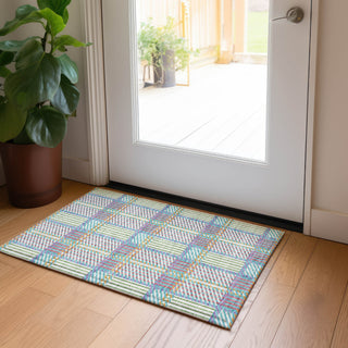 Piper Looms Chantille Plaid ACN1000 White Machine Washable Area Rug Scatter Lifestyle Image Feature