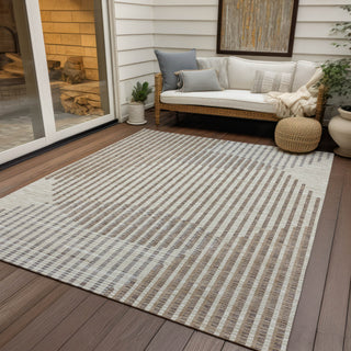 Piper Looms Chantille Circles ACN1001 Beige Machine Washable Area Rug Outdoor Lifestyle Image Feature