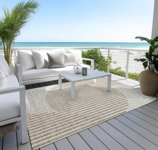 Piper Looms Chantille Circles ACN1001 Beige Machine Washable Area Rug Outdoor Lifestyle Image Feature