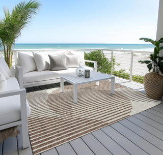 Piper Looms Chantille Circles ACN1001 Brown Machine Washable Area Rug Outdoor Lifestyle Image Feature