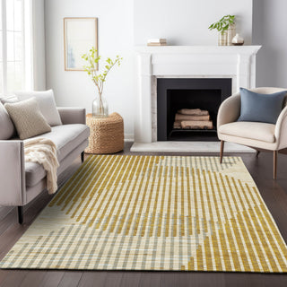 Piper Looms Chantille Circles ACN1001 Gold Machine Washable Area Rug Lifestyle Image Feature
