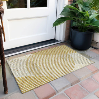 Piper Looms Chantille Circles ACN1001 Gold Machine Washable Area Rug Scatter Outdoor Lifestyle Image Feature
