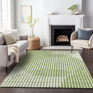 Piper Looms Chantille Circles ACN1001 Green Machine Washable Area Rug Lifestyle Image Feature