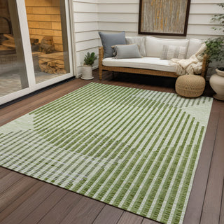 Piper Looms Chantille Circles ACN1001 Green Machine Washable Area Rug Outdoor Lifestyle Image Feature