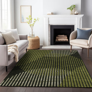 Piper Looms Chantille Circles ACN1001 Olive Machine Washable Area Rug Lifestyle Image Feature