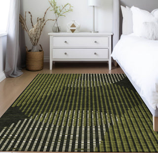Piper Looms Chantille Circles ACN1001 Olive Machine Washable Area Rug Lifestyle Image Feature