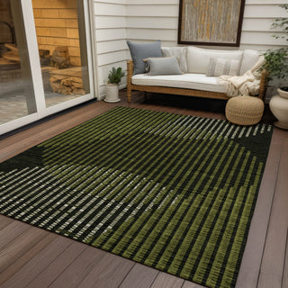 Piper Looms Chantille Circles ACN1001 Olive Machine Washable Area Rug Outdoor Lifestyle Image Feature