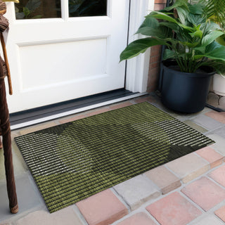 Piper Looms Chantille Circles ACN1001 Olive Machine Washable Area Rug Scatter Outdoor Lifestyle Image Feature