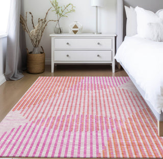 Piper Looms Chantille Circles ACN1001 Pink Machine Washable Area Rug Lifestyle Image Feature