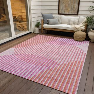 Piper Looms Chantille Circles ACN1001 Pink Machine Washable Area Rug Outdoor Lifestyle Image Feature