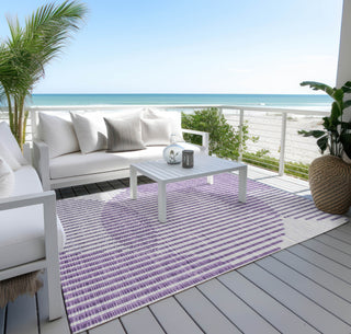 Piper Looms Chantille Circles ACN1001 Purple Machine Washable Area Rug Outdoor Lifestyle Image Feature