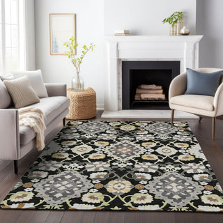 Piper Looms Chantille Oriental ACN1002 Black Machine Washable Area Rug Lifestyle Image Feature