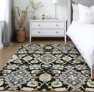Piper Looms Chantille Oriental ACN1002 Black Machine Washable Area Rug Lifestyle Image Feature