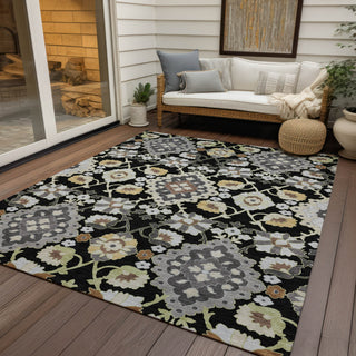 Piper Looms Chantille Oriental ACN1002 Black Machine Washable Area Rug Outdoor Lifestyle Image Feature