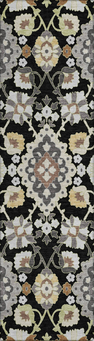 Piper Looms Chantille Oriental ACN1002 Black Machine Washable Area Rug Runner Main Image