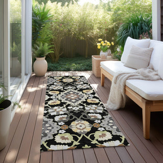 Piper Looms Chantille Oriental ACN1002 Black Machine Washable Area Rug Runner Outdoor Lifestyle Image Feature