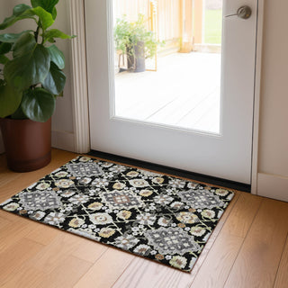 Piper Looms Chantille Oriental ACN1002 Black Machine Washable Area Rug Scatter Lifestyle Image Feature
