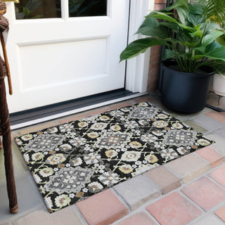 Piper Looms Chantille Oriental ACN1002 Black Machine Washable Area Rug Scatter Outdoor Lifestyle Image Feature