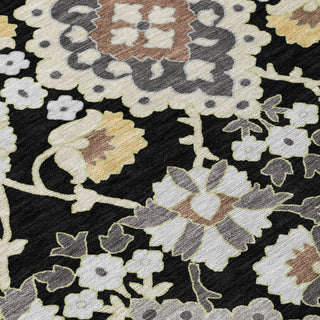 Piper Looms Chantille Oriental ACN1002 Black Machine Washable Area Rug Swatch Image