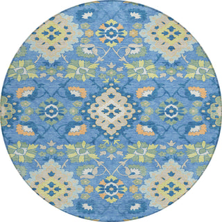 Piper Looms Chantille Oriental ACN1002 Blue Machine Washable Area Rug Round Main Image