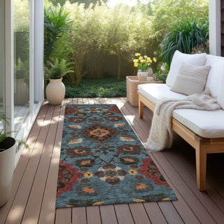 Piper Looms Chantille Oriental ACN1002 Denim Machine Washable Area Rug Runner Outdoor Lifestyle Image Feature