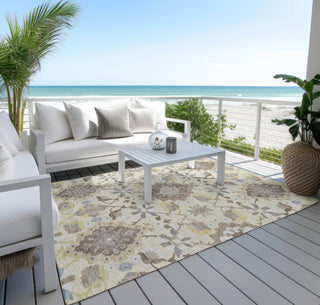 Piper Looms Chantille Oriental ACN1002 Ivory Machine Washable Area Rug Outdoor Lifestyle Image Feature
