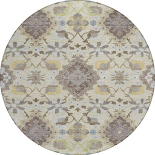 Piper Looms Chantille Oriental ACN1002 Ivory Machine Washable Area Rug Round Main Image