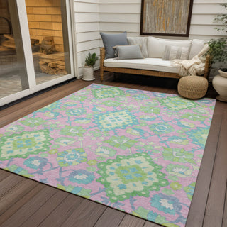 Piper Looms Chantille Oriental ACN1002 Pink Machine Washable Area Rug Outdoor Lifestyle Image Feature