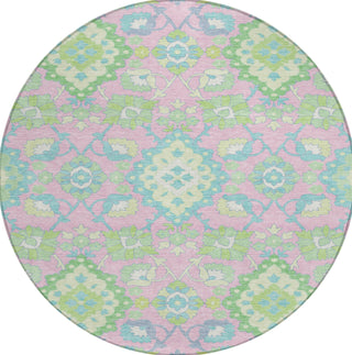 Piper Looms Chantille Oriental ACN1002 Pink Machine Washable Area Rug Round Main Image