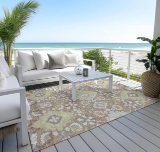 Piper Looms Chantille Oriental ACN1002 Taupe Machine Washable Area Rug Outdoor Lifestyle Image Feature